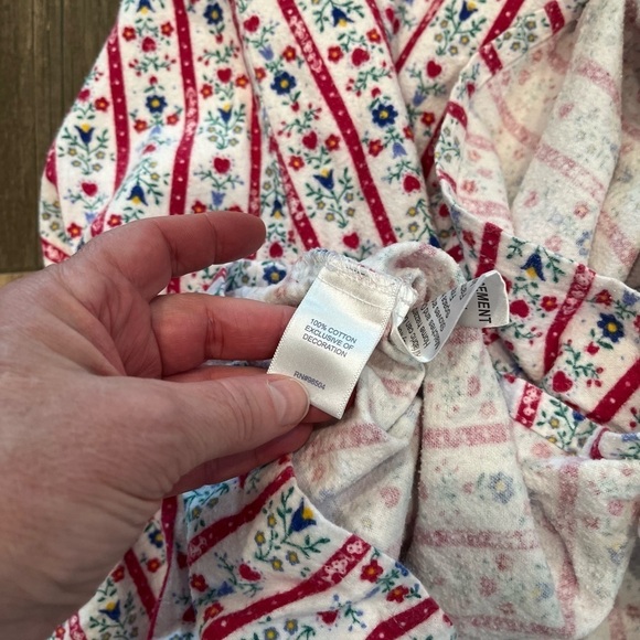 LANZ OF SALZBURG Flannel Valentine Heart Print Ruffle Lace Red Long Gown Medium - Picture 6 of 6